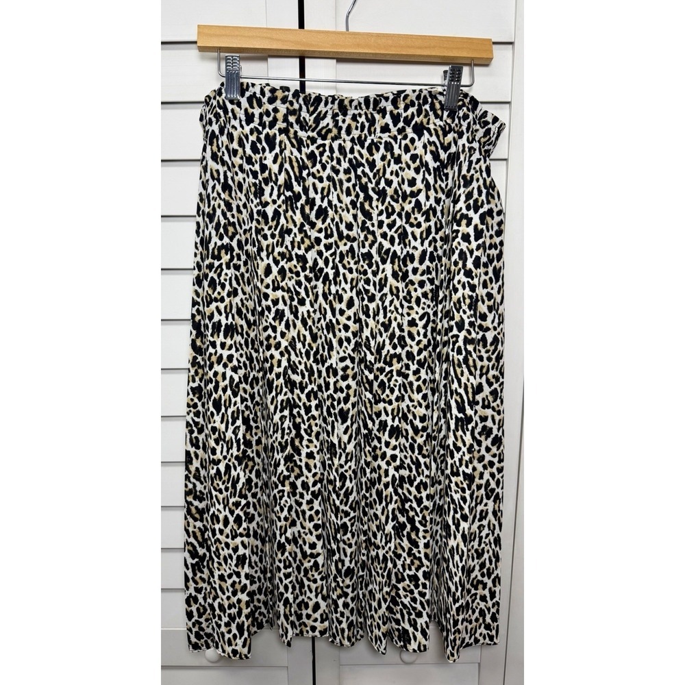 J. Crew Leopard Print Pleated Lined Midi Skirt Office Career Women's Size 12 - Picture 3 of 10
